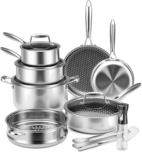 Hybrid Tri ply Stainless Steel Cookware Set Oven Safe