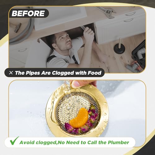 3 Pcs Kitchen Sink Drain Strainer and Stopper Stainless Steel Garbage Disposal Plug with Handle Universal Anti (3 Count)