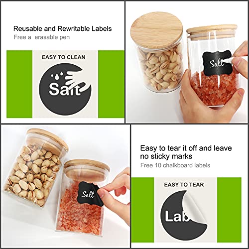 9 Pack 16 oz Glass Jars with Airtight Bamboo Lids for Kitchen