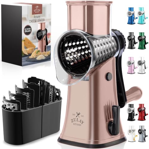 Rotary Cheese Grater Manual Hand Crank 5 Blade Shredder