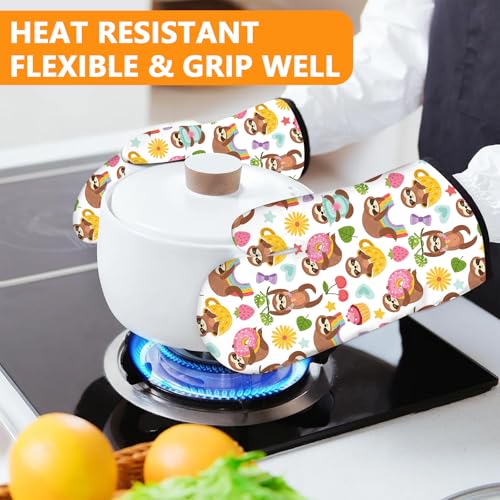 Cute Cartoon Sloth Oven Mitts and Pot Holders Sets 4Pcs