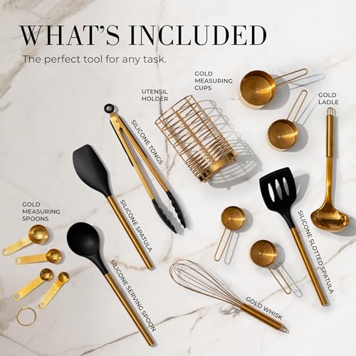 Black and Gold Kitchen Utensils Set (15 Count)