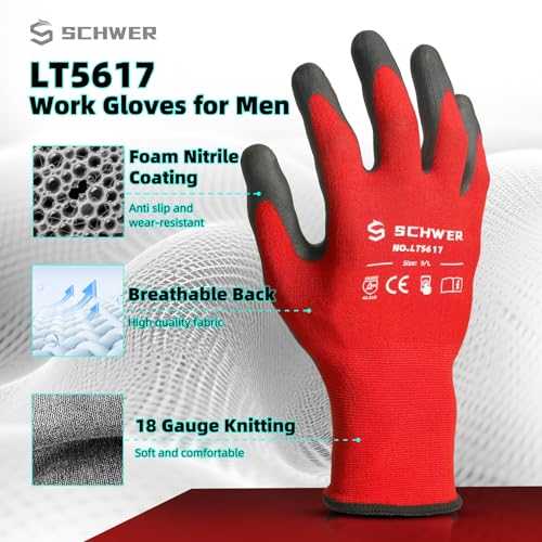 Ultra Comfort Safety Work Gloves MicroFoam Nitrile Coated (6 Count)