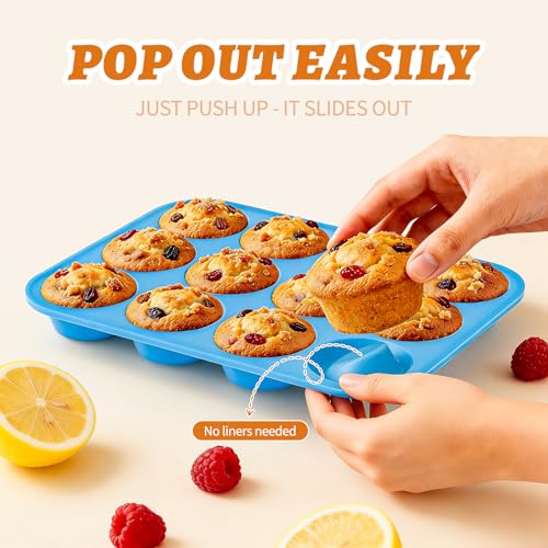 2Pack Silicone Muffin Pans with Metal Reinforced Frame (2 Count)
