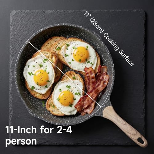 11 Inch Nonstick Frying Pan Skillet with Dual Spouts Cooking Pan