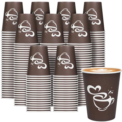400 Count 8 oz Paper Coffee Cups Disposable Hot Coffee Cups Brown
