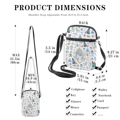 Snow Princess Gift Princess Fan Gift Movie Cartoon Character Present Crossbody Bag