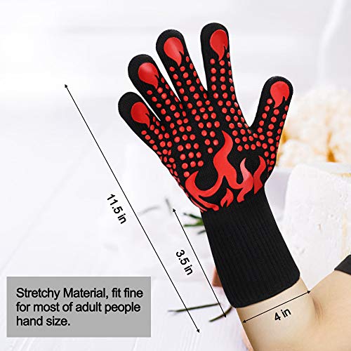 BBQ Gloves 1472 Degree F Heat Resistant Grilling Gloves Silicone Non (2 Count)