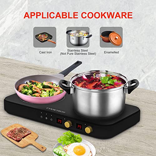 Portable Induction Cooktop 2 Burner with Griddle Pan