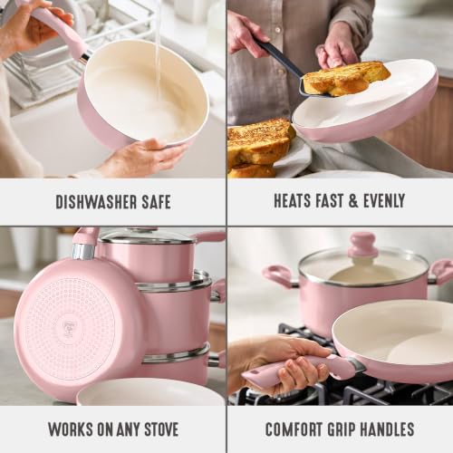 16pc Ceramic Nonstick Pots & Pans Cookware Set