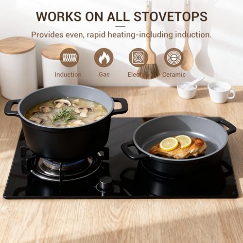 8 Piece Ceramic Nonstick Cooking Pot Set with Lid