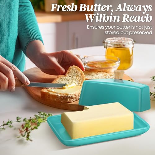Large Ceramic Butter Dish with Lid for Countertop