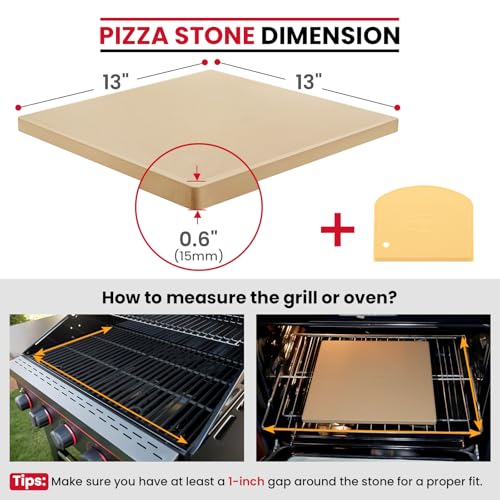 13" x 13" Square Pizza Stone for Oven Grill