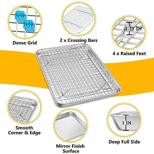 12.5 Inch Toaster Oven Pan Tray with Wire Rack