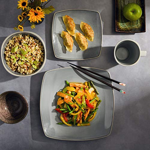 Soho Lounge Square Reactive Glaze Stoneware Dinnerware Set