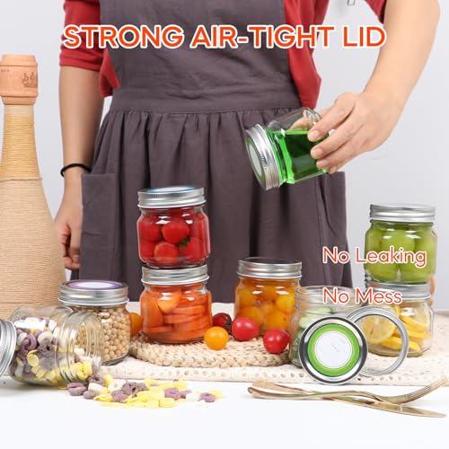 30 Pack Mason Jars 8oz with Silver Lids and Bands (30 Count)