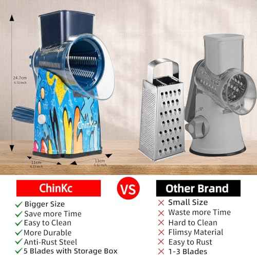 Upgrade Rotary Cheese Grater Shredder with Handle
