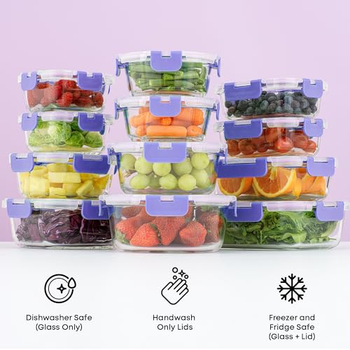 24pc Borosilicate Glass Storage Containers with Lids (24 Count)