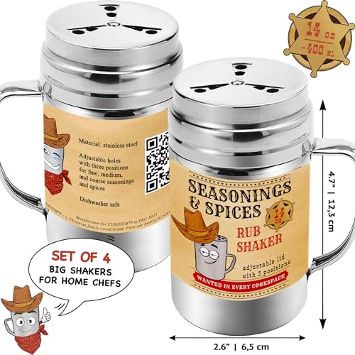 Pack of 4] 14 oz Seasonings Spice Shakers