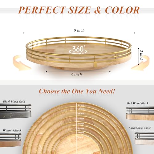 9 Inch Farmhouse Oak Lazy Susan Cabinet Organizer