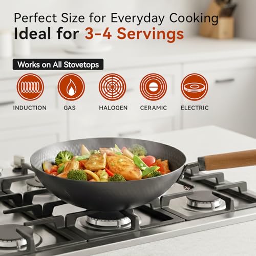 Carbon Steel Wok Pan with Lid