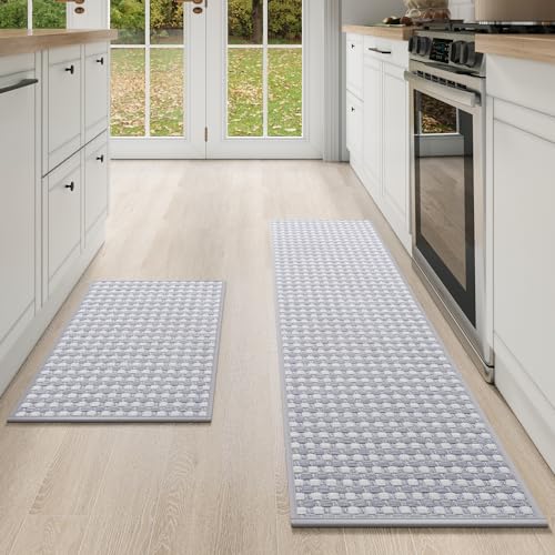 Kitchen Mat Kitchen Rugs Sets of 2 PCS Non Slip Gray 17"x30"+17"x59"