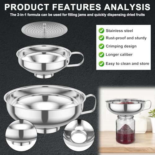 6 Piece Stainless Steel Canning Funnel Set with Strainers