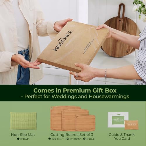 Dishwasher Safe Bamboo Cutting Boards Durable Lightweight Wood Cutting Board for Busy Kitchen (3 Count)
