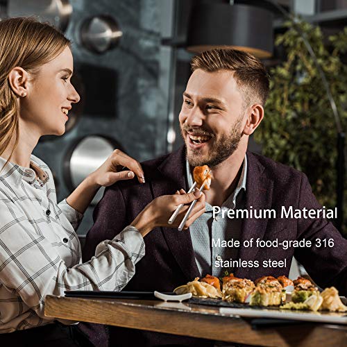 Metal Chopsticks Reusable 316 Stainless Steel Chopsticks Multipack Dishwasher Safe Chop Sticks Square Fancy Laser Engraved Non