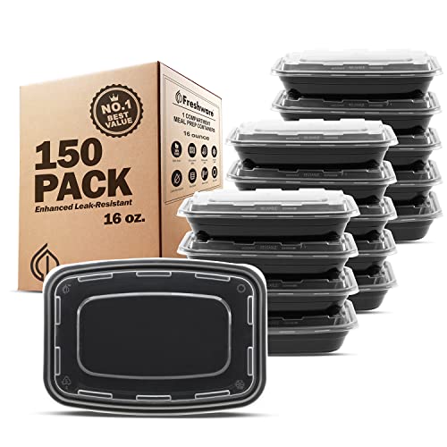 Meal Prep Containers [150 Pack] 1 Compartment with Lids (150 Count)