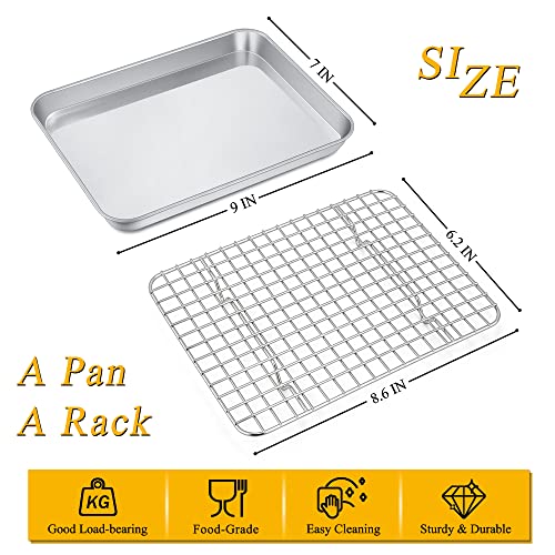 9 Inch Toaster Oven Pan Tray with Wire Rack