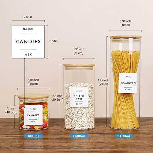 5 Pcs Glass Food Storage Containers With 132 Pantry Labels Preprinted