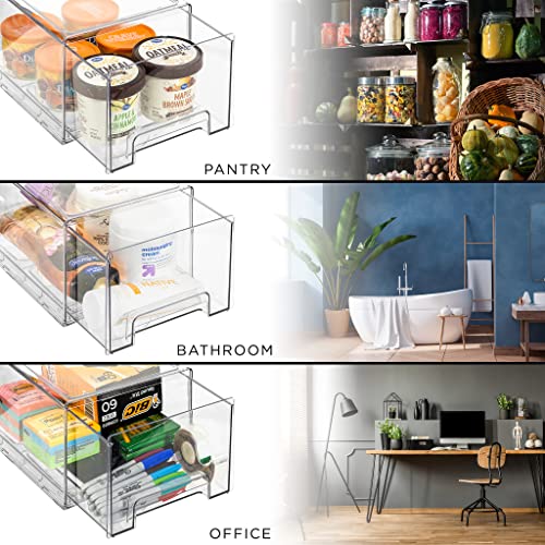 Clear Storage Drawers for Refrigerator with Handles (2 Count)