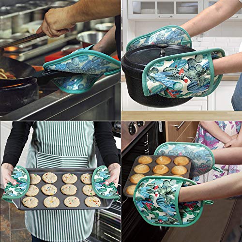 Pot Holders with Transparent Clear Silicone Shell and Nice Cactus Flower (2 Count)