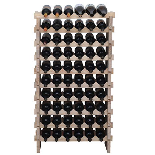 Wine Rack Solid Wood Stackable Storage Wooden Wine Rack Wine Cabinet (60 Count)