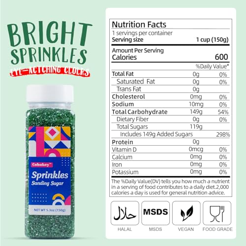 Green Sanding Sugar Sprinkles (5.3 Ounce)