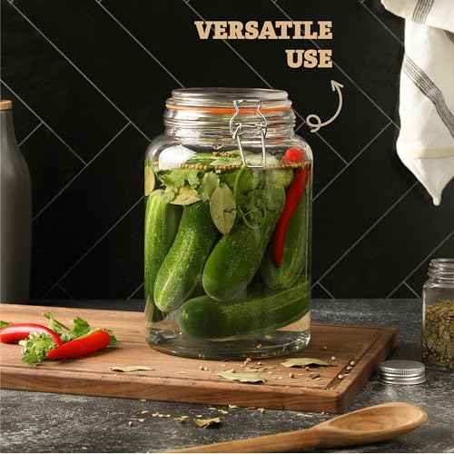 Large 1 Gallon Glass Mason Jar with Hinged Lids