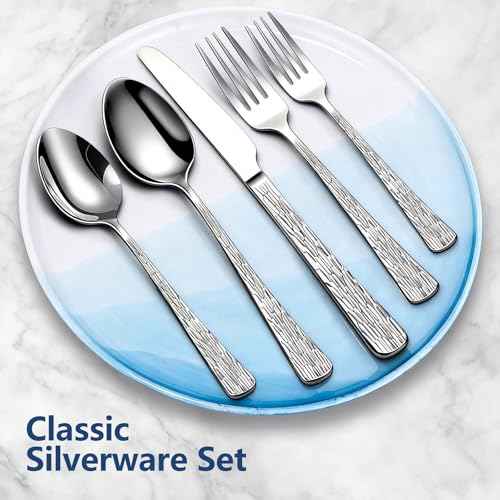 60Piece Hammered Silverware Set (60 Count)