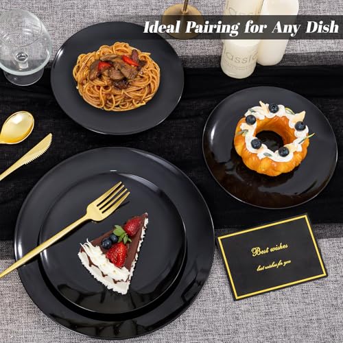200PCS Black Plastic Plates (200 Count)