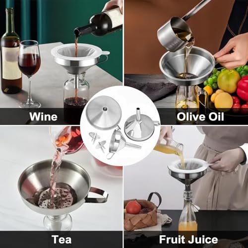Stainless Steel Funnels for Kitchen use (4 Count)