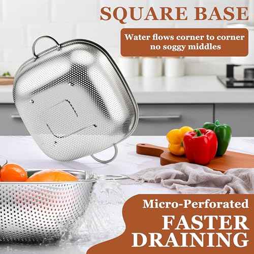 4QT Square Stainless Steel Colander