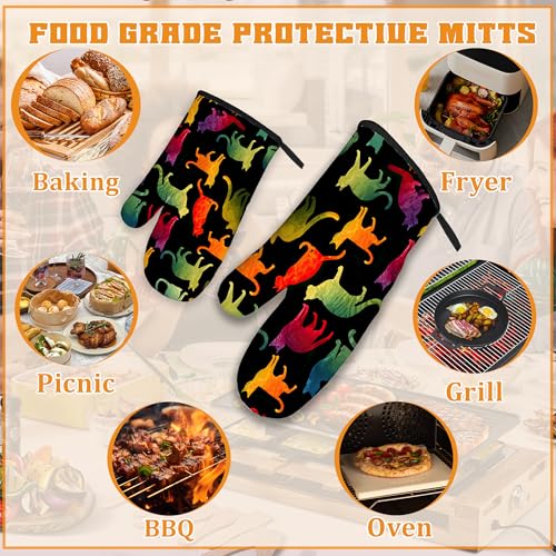 Funny Colorful Cat Oven Mitts and Pot Holders Set (4 Count)