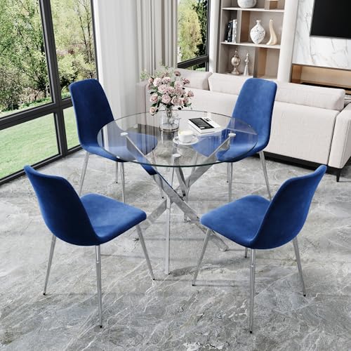 36" Round Glass Dining Table Set for 4 (5 Count)