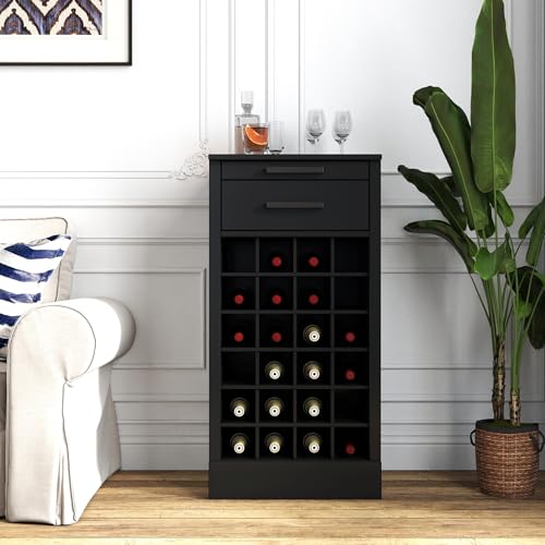 6 Tier Wine Rack Freestanding Floor with 2 Drawers