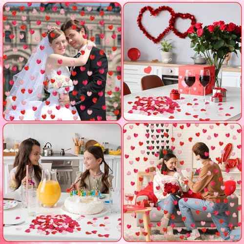 500 Pcs Red Rose Pink Valentine's Day Confetti Glitter Decor (500 Count)