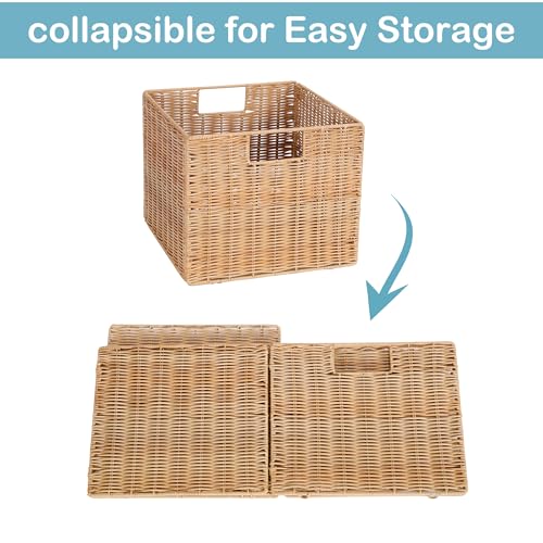 12X12X10in Plastic Wicker Storage Basket (3 Count)