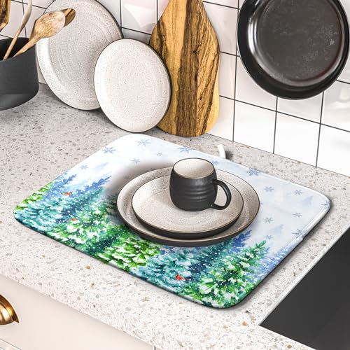Winter Forest Dish Drying Mats