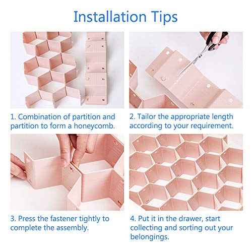 Drawer Divider Organizer Adjustable DIY Grid Honeycomb Drawer Divider for Underwear Belt Scarf Socks Gray (8 Count)