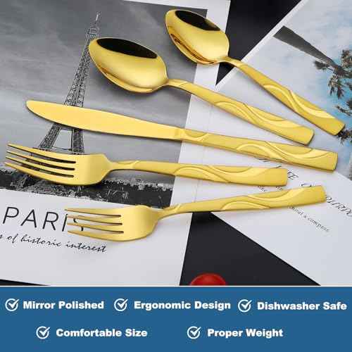 40 Piece Gold Flatware Set for 8 (40 Count)