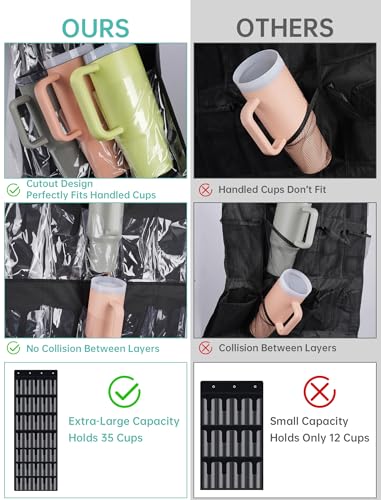 35 Pocket Door Hanging Cup Organizer Fit for Stanley Tumbler 30 40oz (35 Compartments)